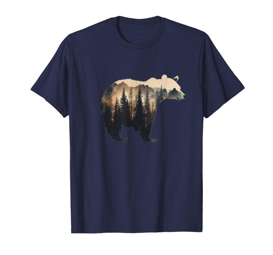 Nature Forest Mountains Trees Wildlife Men Women Animal Bear T-Shirt