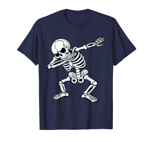 Dabbing Skeleton Spooky Dab Dancing Men Kids Boys Halloween T-Shirt