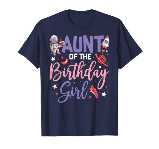 Two The Moon Aunt Of the Birthday Girl Astronaut Family T-Shirt