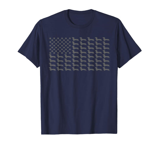 American Flag Vintage Patriotic Dachshund Dad Weiner Dog T-Shirt