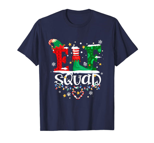 Elf Squad Christmas Lights Funny Holiday Matching Xmas T-Shirt
