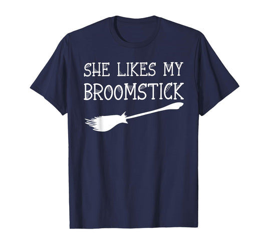 I Love Her Pumpkins I Love His Broomstick Halloween Couples T-Shirt
