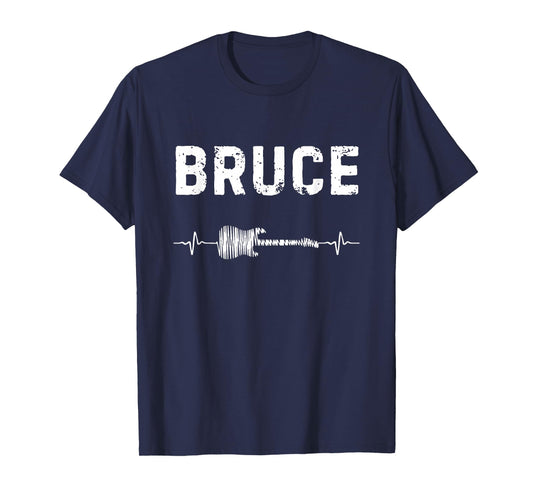 Bruce Guitar Heartbeat Music Guitarist Retro Vintage T-Shirt