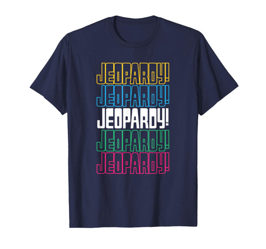 Jeopardy! Repeat Logo T-Shirt - Unisex-Adults, Black, Small, Short Sleeve, Themed Novelty