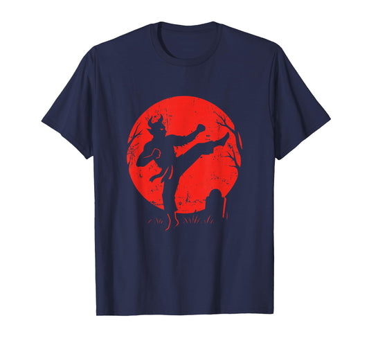 Demon Karate Kick Under Moon T-Shirt