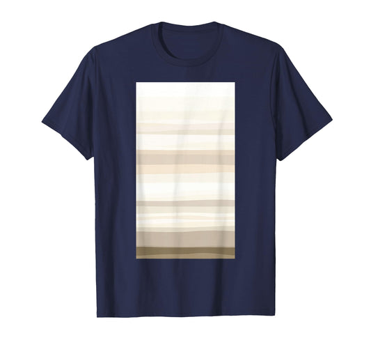 Beige Tan Horizontal Stripes Pattern Minimalist T-Shirt