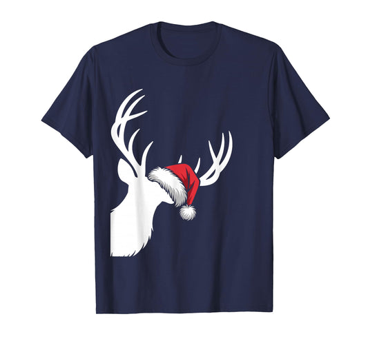 Deer Christmas Santa Hat Pajama Whitetail Buck Deer Xmas T-Shirt