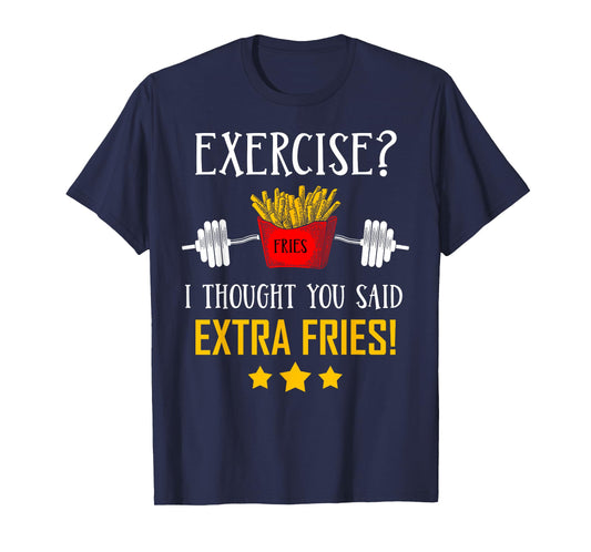 Extra Fries Clothing Apparel Novelty Gift Black Unisex Modern Letter Print T-Shirt