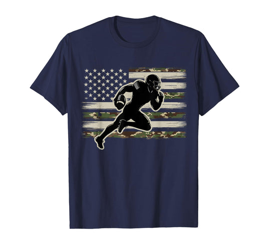 Football Camo US Flag American Football Player T-Shirt