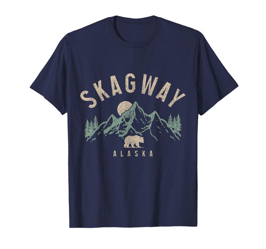 Skagway Alaska Vintage Mountains Grizzly Bear Nature Lover T-Shirt