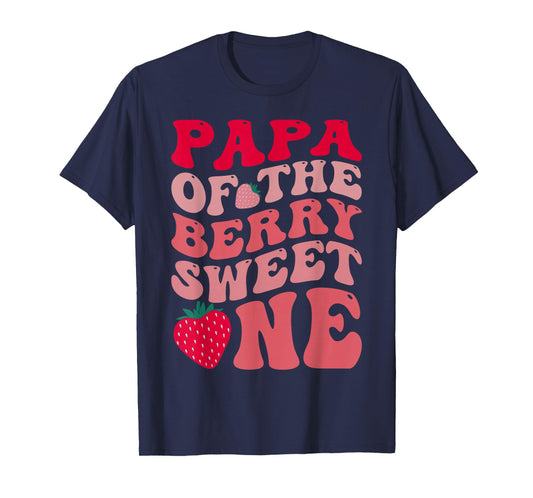 Papa Of The Berry Sweet One Strawberry First Birthday T-Shirt