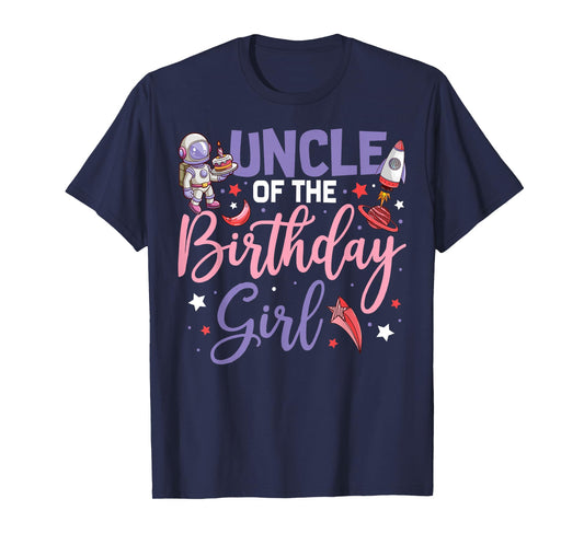 Two The Moon Uncle Of the Birthday Girl Astronaut Family T-Shirt