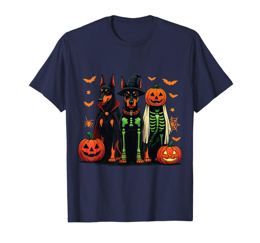 Doberman Mummy Ghost Witch Funny Dog Costume T-Shirt