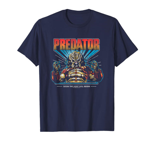 Predator Soon The Hunt Will Begin Big Chest Retro Poster T-Shirt