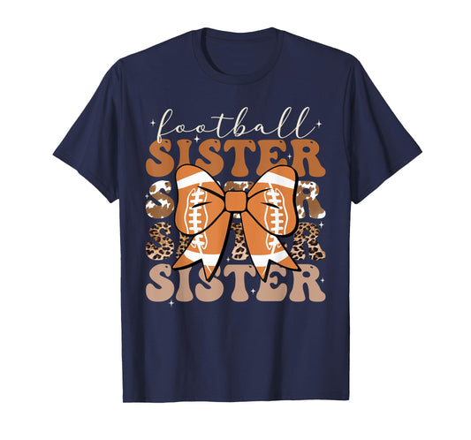 Football Sister Shirt Vintage Football Sis Coquette Bow T-Shirt