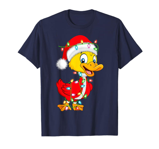 Duck Christmas Lights Santa Costume Cute Animal Xmas T-Shirt