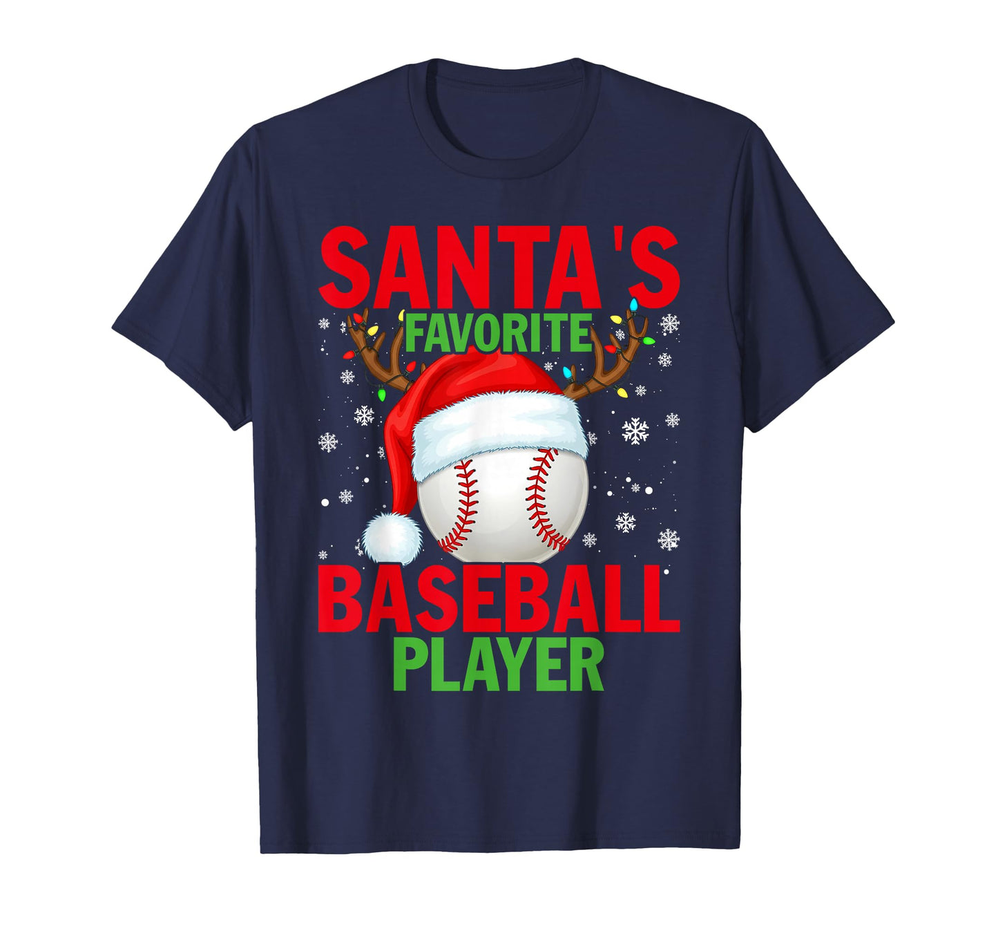Santas Favorite Baseball Player Funny Christmas T-Shirt