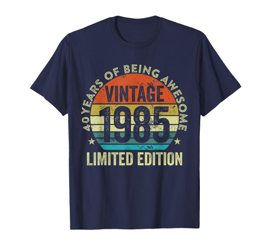 Vintage 40th Birthday Decorations Men 40yr 1985 40th Birthday T-Shirt