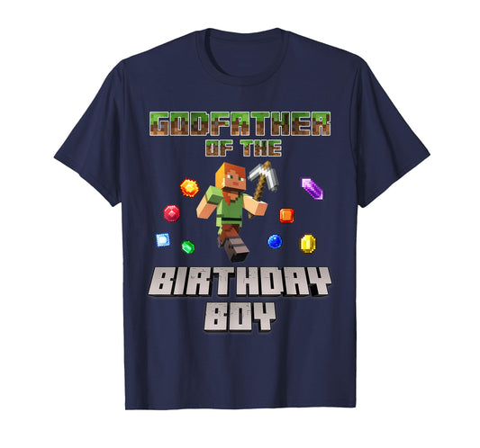 Godfather Of The Birthday Boy Video Gamer Pixel Number T-Shirt
