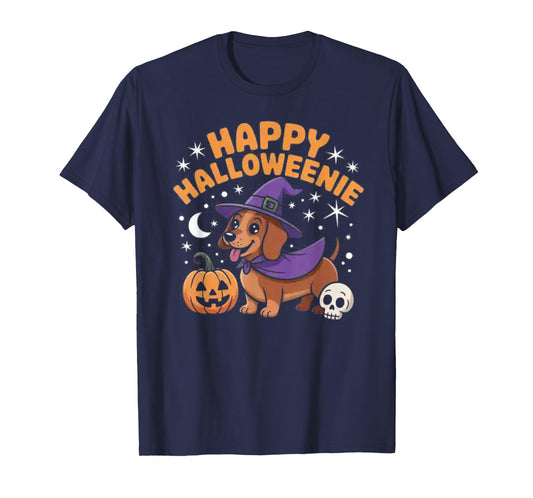 Dachshund Weiner Dog Witch Happy Halloweenie T-Shirt