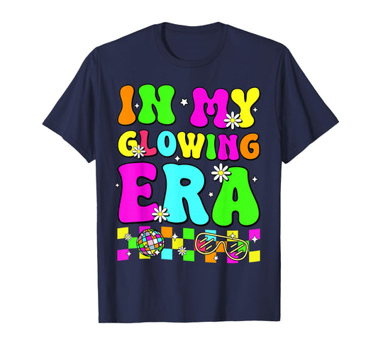 Retro In My Glowing Era Colorful Unisex-Adult T-Shirt, Black, Small, Short Sleeve, Tie-Dye, Cartoon, Casual, SHIRT, All Seasons, Family Gatherings & Holidays
