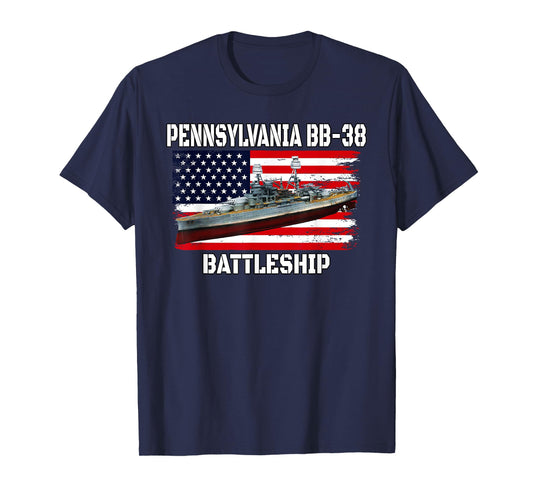 USS Pennsylvania BB-38 Battleship Veteran Father Dad Grandpa T-Shirt
