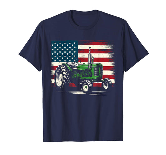Agriculture Farm Tractor USA Flag Retro American Farm USA T-Shirt for Women Kids Men