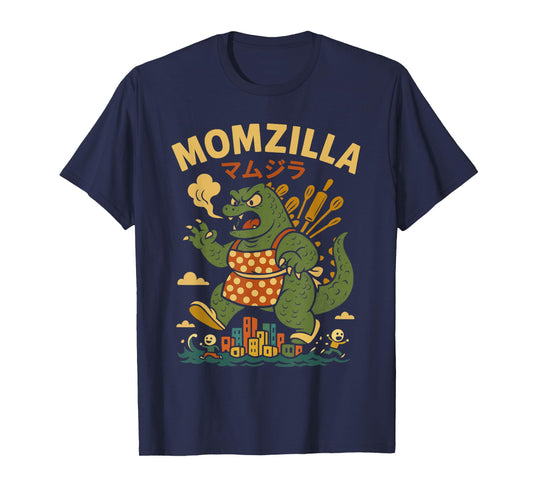 Momzilla Funny Kaiju Parody Retro Japanese Coffee Mom T-Shirt