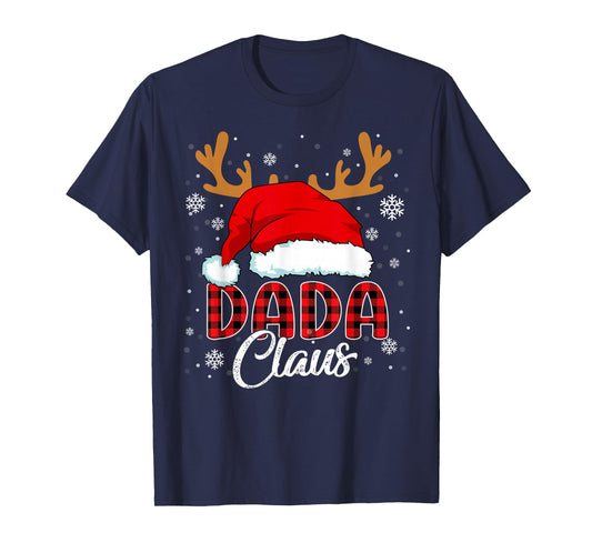 Dada Claus Santa Hat Christmas Red Plaid Matching Family T-Shirt