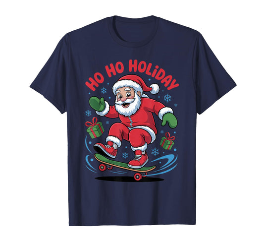 Santa Skater Skateboarding Lover Funny Christmas Xmas Pajama T-Shirt
