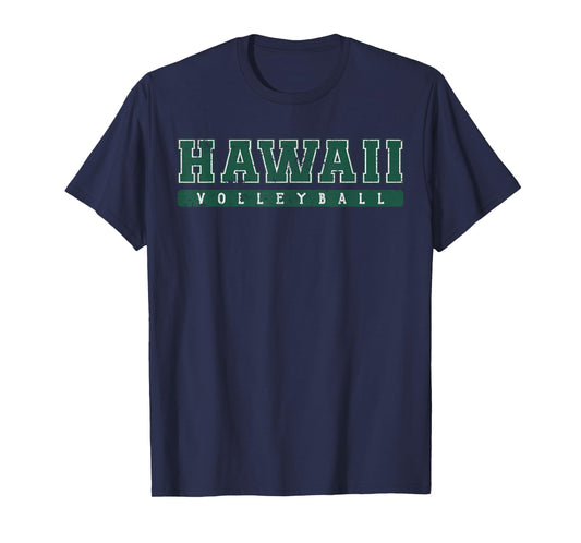Hawaii Volleyball Green Vintage Text T-Shirt