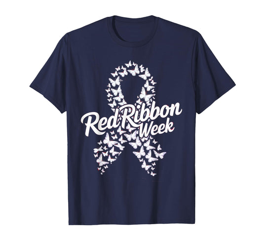 Red Ribbon Week 2025 HOPE LOVE SUPPORT Red Ribbon Week T-Shirt