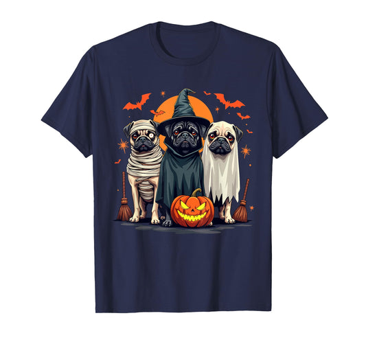 Pug Halloween Costume Mom Witch Ghost Dog Lover T-Shirt