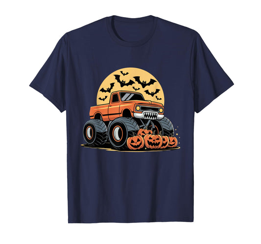 Halloween Shirts for Kids Boys Monster Truck Pumpkins T-Shirt