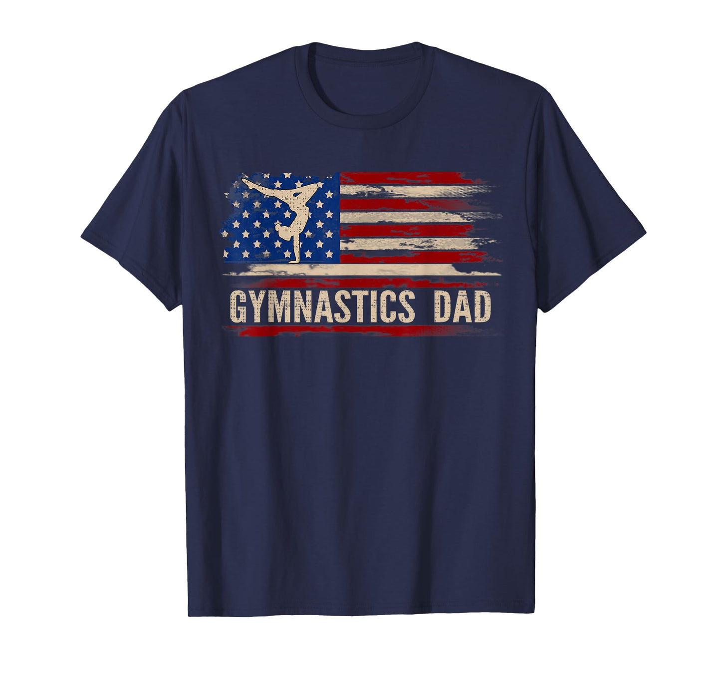 Vintage Gymnastics Dad American USA Flag Sports Gift T-Shirt for Women Kids Men