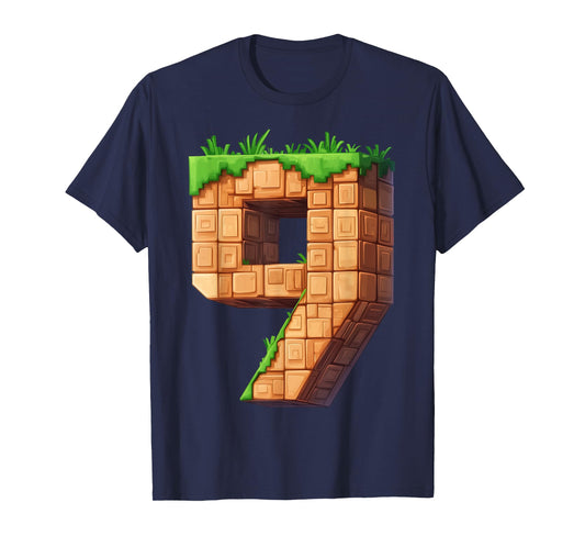 Fun 9th Birthday Number 9 Video Gamer Pixel Themed Bday Boys T-Shirt
