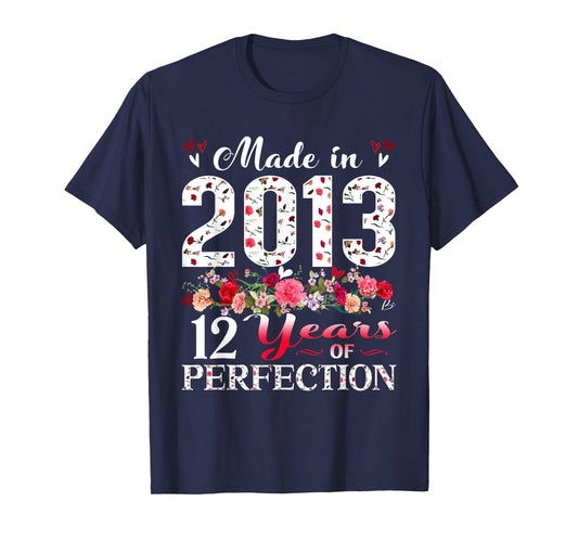 12 Year Old Floral Made In 2013 12th Birthday Girl Apparel T-Shirt
