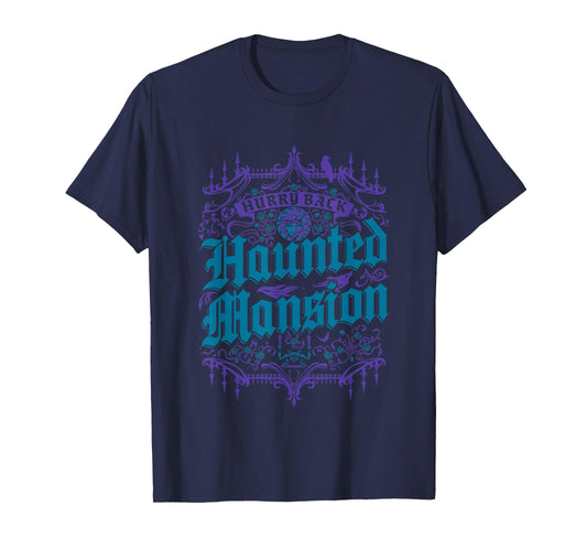 The Haunted Mansion Hurry Back Gothic Pattern Chest Poster T-Shirt