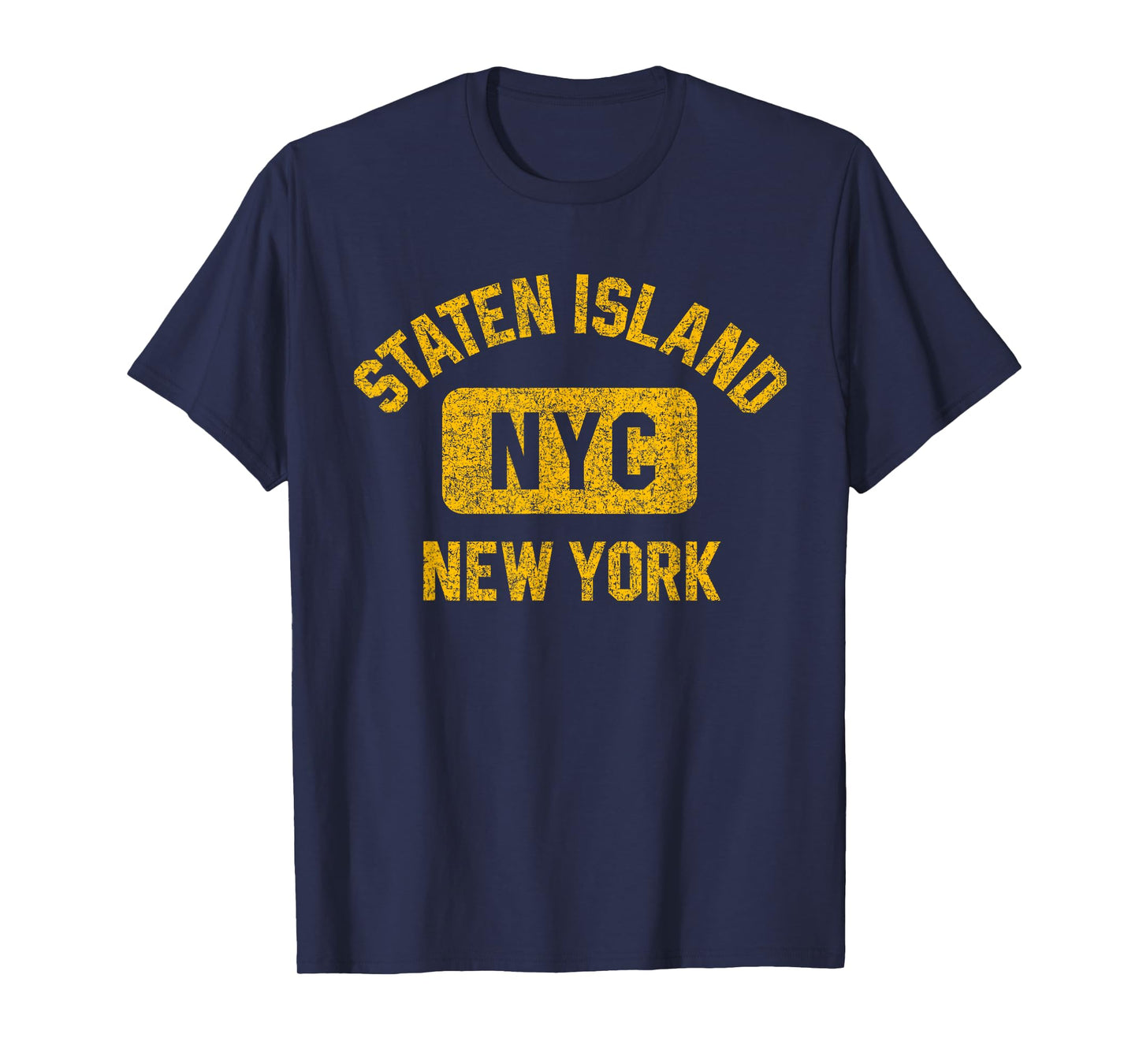 Staten Island NYC Gym Style Distressed Amber Print T-Shirt
