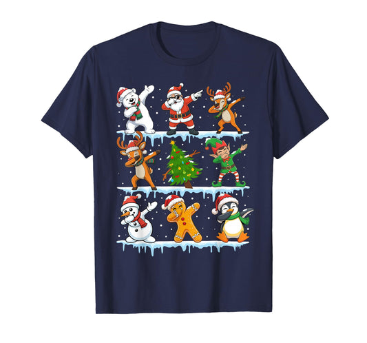 Dabbing Santa Elf Squad Matching PJs Boys Girls Kids Xmas T-Shirt
