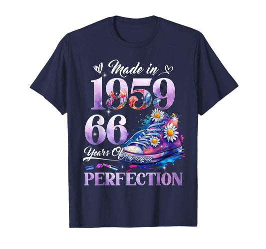 Women's 66th Birthday Floral Made in 1959 Gifts 66 Years Old T-Shirt