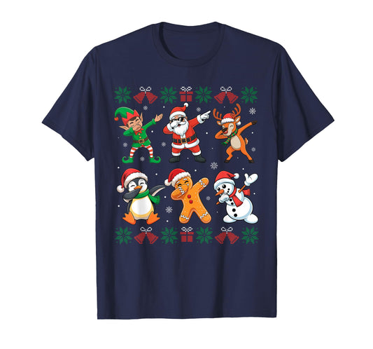Dabbing Santa Elf Friends Ugly Christmas Boys Girls Xmas Dab T-Shirt