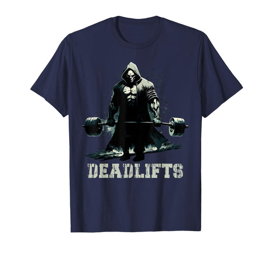 Deadlifts Funny Gym Leg Day Grim Reaper Deadlifting Weights T-Shirt