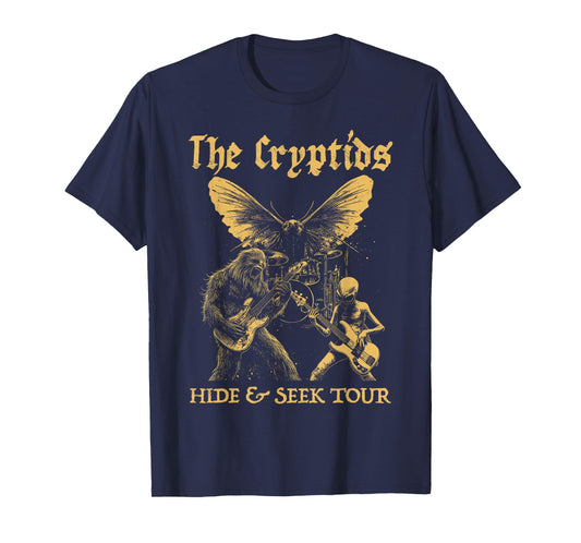The Cryptids Bigfoot Alien Mothman Grunge Heavy Metal Rock T-Shirt