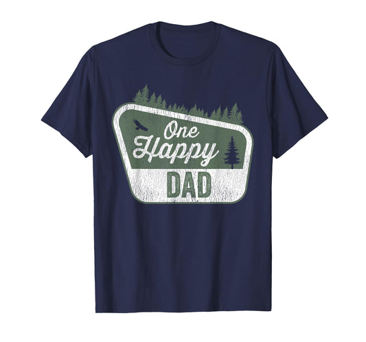 One Happy Dad Matching Family Birthday Party Camping T-Shirt