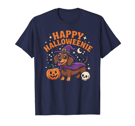 Dachshund Weiner Dog Witch Happy Halloweenie T-Shirt