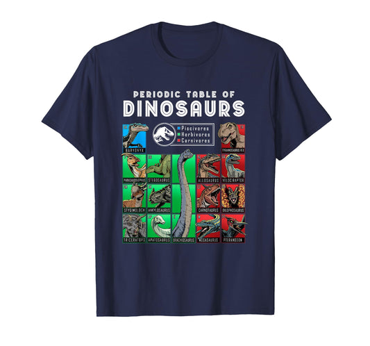 Jurassic World Neon Colorful Periodic Table Of Dinosaurs T-Shirt