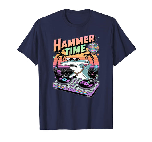 Disco Shark Hammerhead Retro DJ T-Shirt