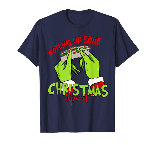 Rolling Up Some Christmas Spirit Xmas Santa Pajamas Holiday T-Shirt