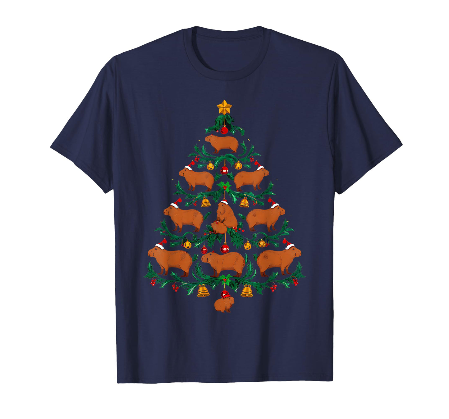 Capybara Christmas Tree Xmas Funny Christmas Capybara T-Shirt